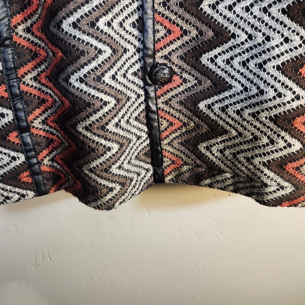 Mechant Chic Zigzag Pattern Blazer - Red, Brown, White Boho Sz XL - Picture 6 of 11